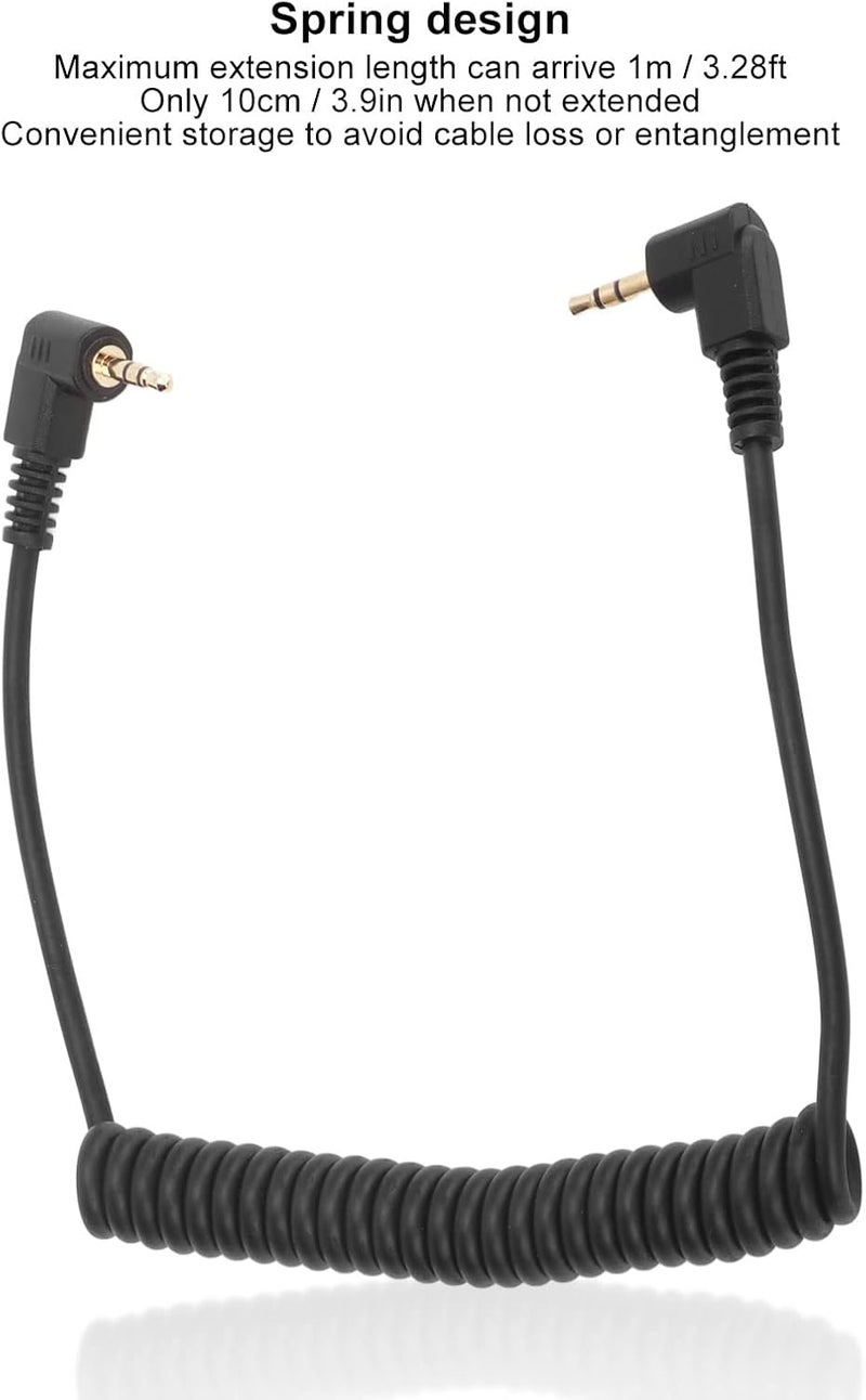 Sanpyl 2.5mm F2 Remote Control Shutter Release Cable Cord, Flash Sync Cable 2.5mm Male to Male Coiled Cord, for GFX X Series Camera 1m - Image 4